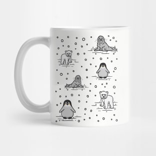 Cute Arctic Animals Winter Pattern Digital Illustration Mug